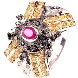 NWT Modern Victorian Raw Diamond Pavé Ring Sz 7.5